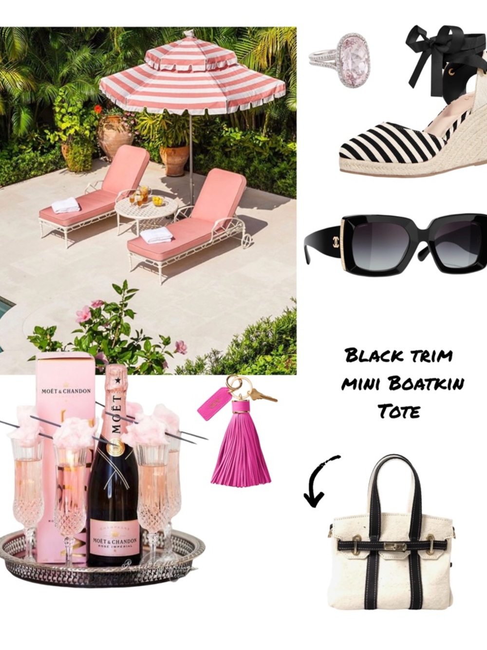 LAST ONE- Mini BLACK & Cream Boatkin / Boat Tote With Removable Crossbody Strap